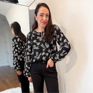 Loft Black and White bow blouse